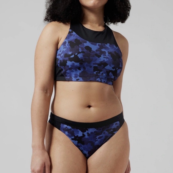 Athleta Freestyle Blue and Black Cloud Camo Dress Blue Bikini Set - 3 pcs Size M - Picture 11 of 14